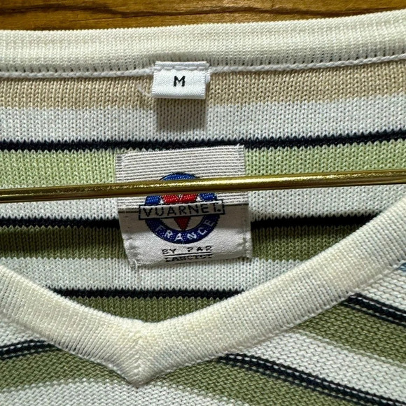 Vintage Vuarnet France orange white blue stripe sweater USM warm layering rare - Picture 2 of 4